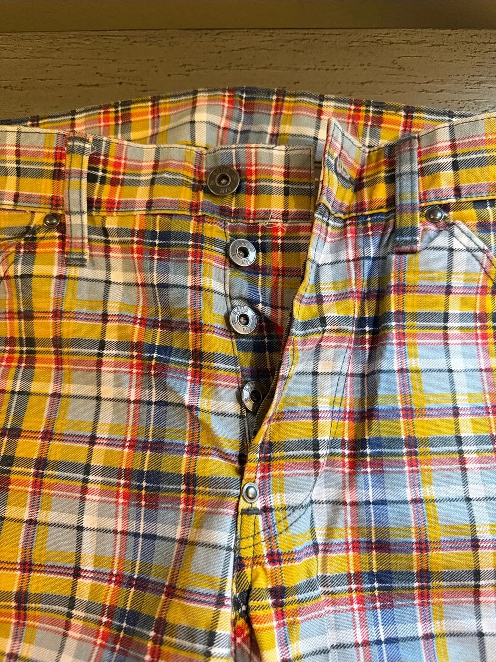 RAW Yellow Plaid Shorts 3d tapered - Picture 4 of 9